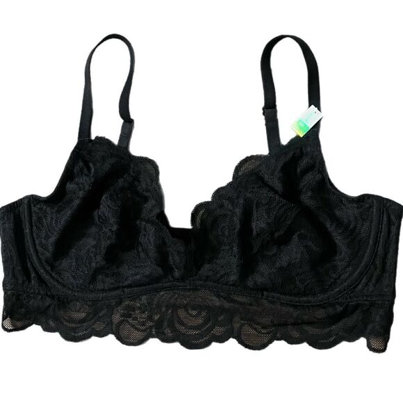 Victoria’s Secret PINK Underwire Unlined Lace Bralette Bra Black Large - Picture 3 of 4